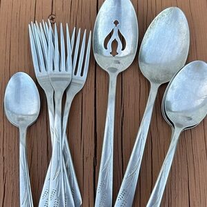 Vintage silverware in wheat pattern